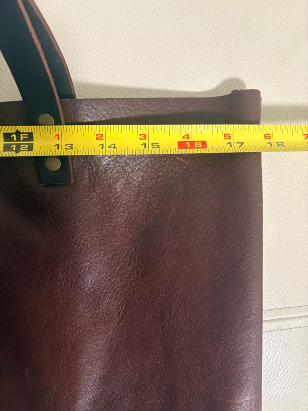 Classic Brown Leather Tote Bag with Double Shoulder Straps - Picture 6 of 10